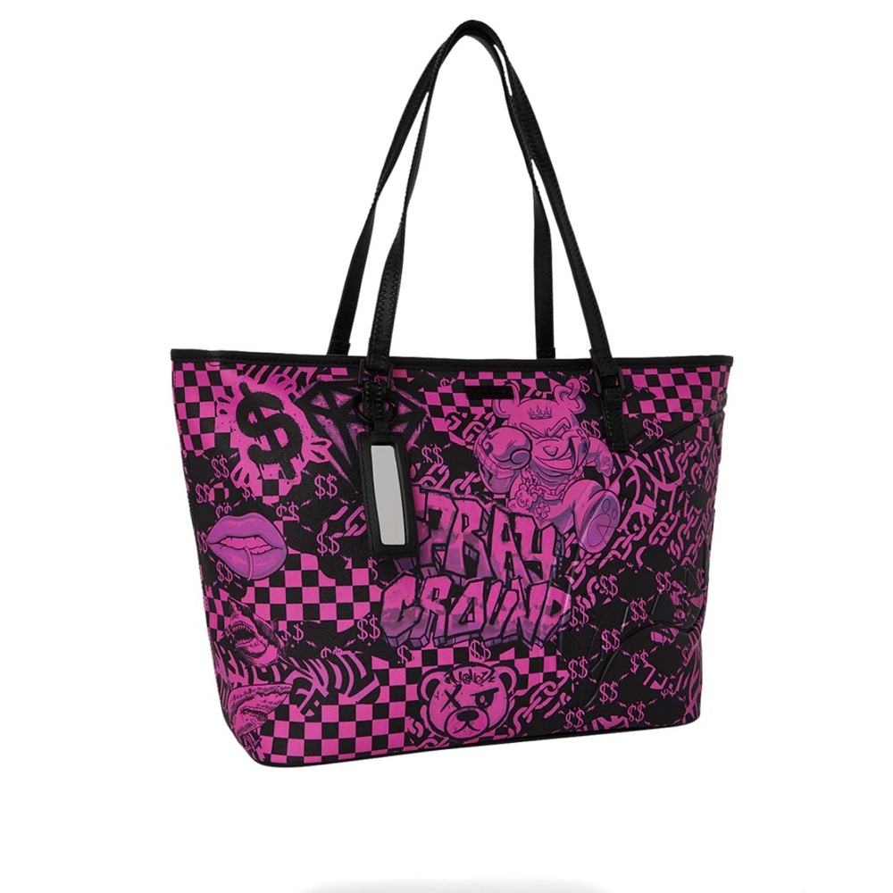 Sprayground Black and Pink Graphic Tote